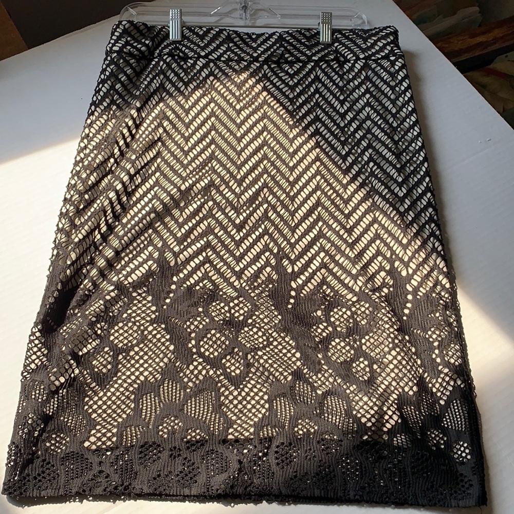 Women’s Skirt:Black Laced shell with spandex slip underneath- Size 12-